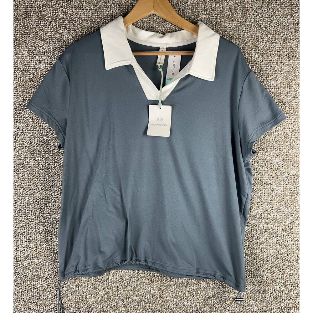 We Wander VersaMove Performance Pique Collared Dark Grey White Sz XL Golf Tennis